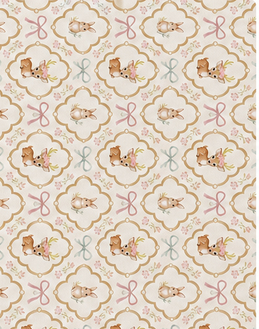 Cream Tan Vintage Ornament poly-cotton, print close up