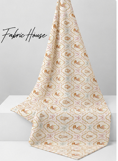 Cream Tan Vintage Ornament poly-cotton draped to show fall