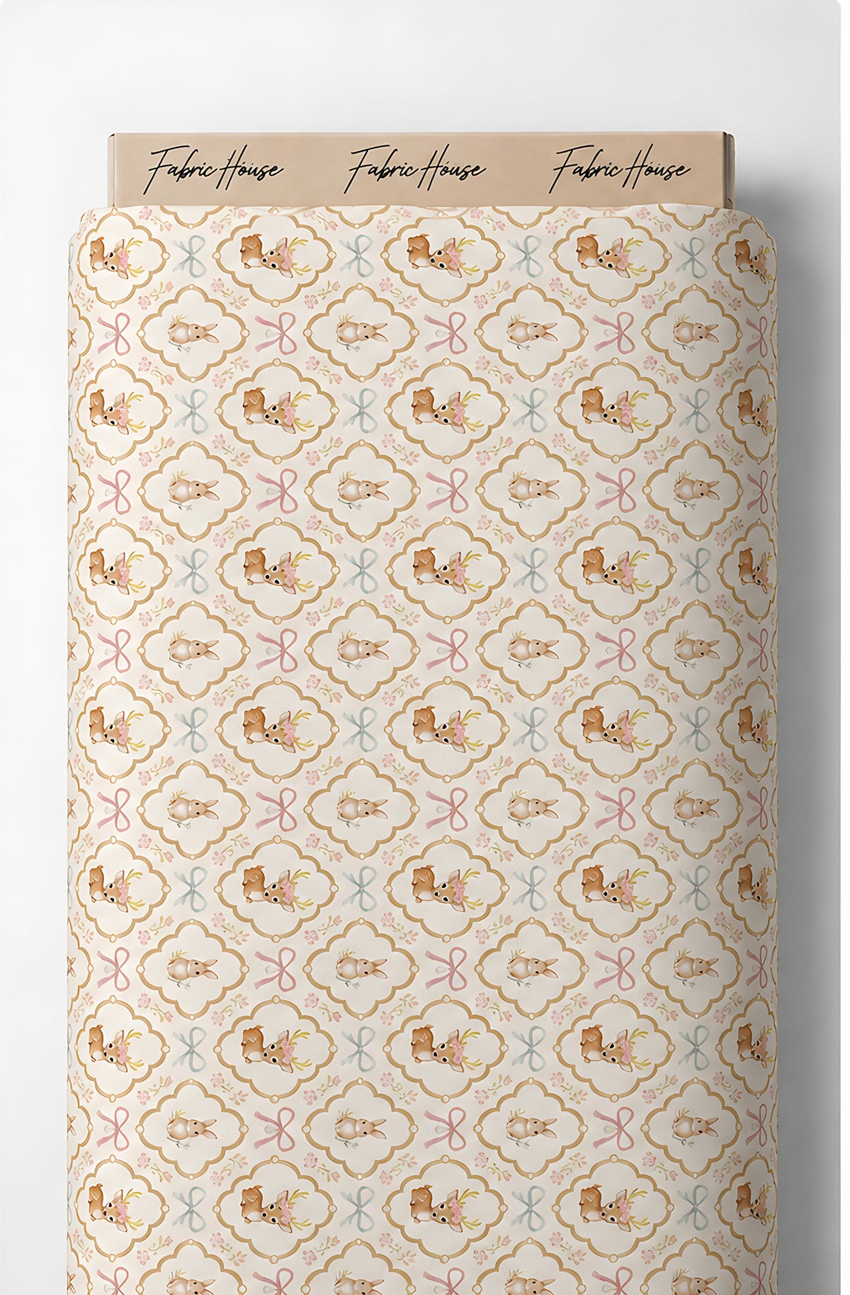Cream Tan Vintage Ornament poly-cotton full roll
