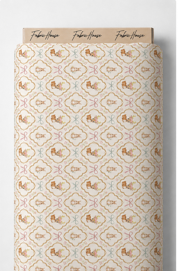 Cream Tan Vintage Ornament poly-cotton full roll