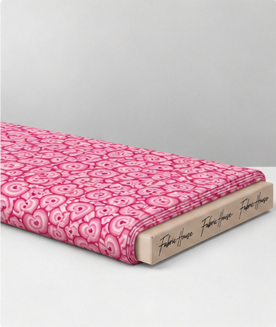 Hot Pink Retro Abstract Motifs poly-cotton folded
