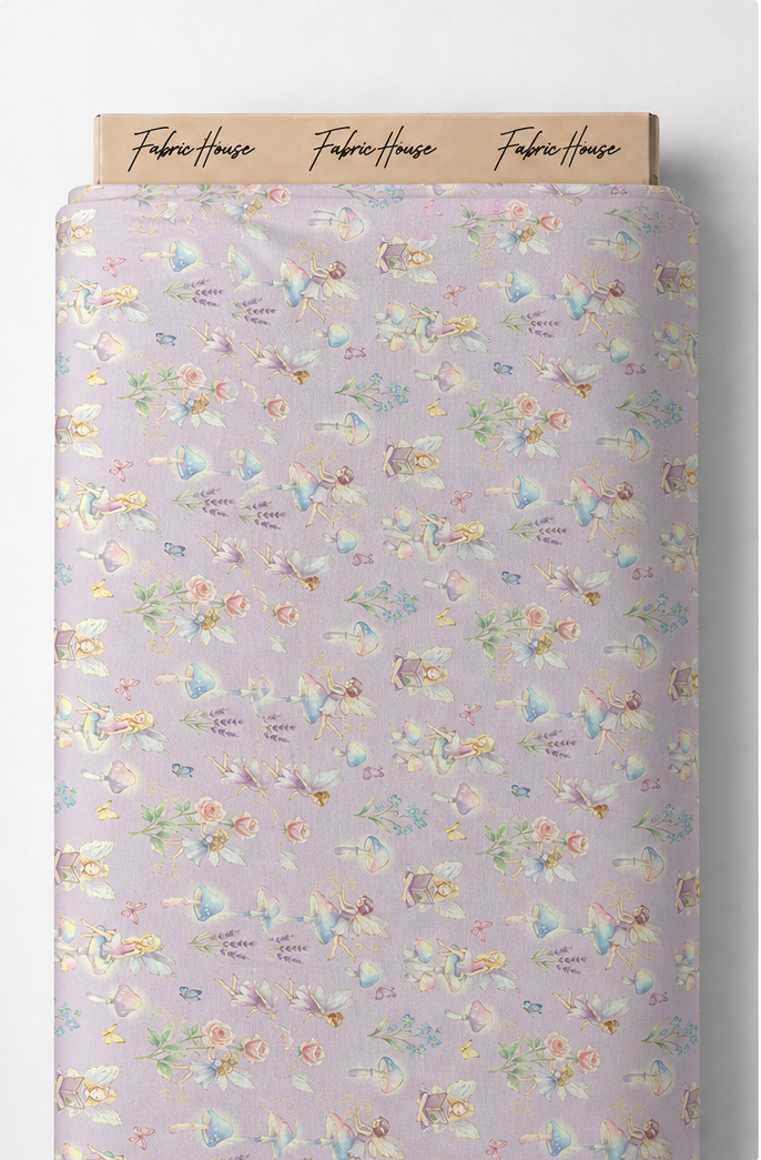 Lilac Pastel Tiny Motifs poly-cotton full roll