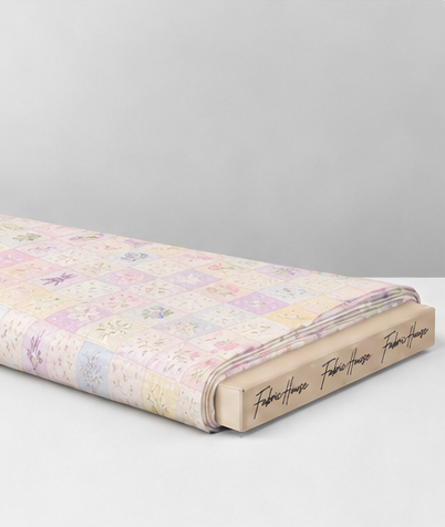 Cream Pastel Patchwork Illustrations poly-cotton folded