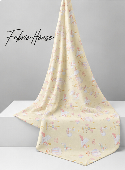 Buttercream Tiny Pastel Doodles poly-cotton draped to show fall