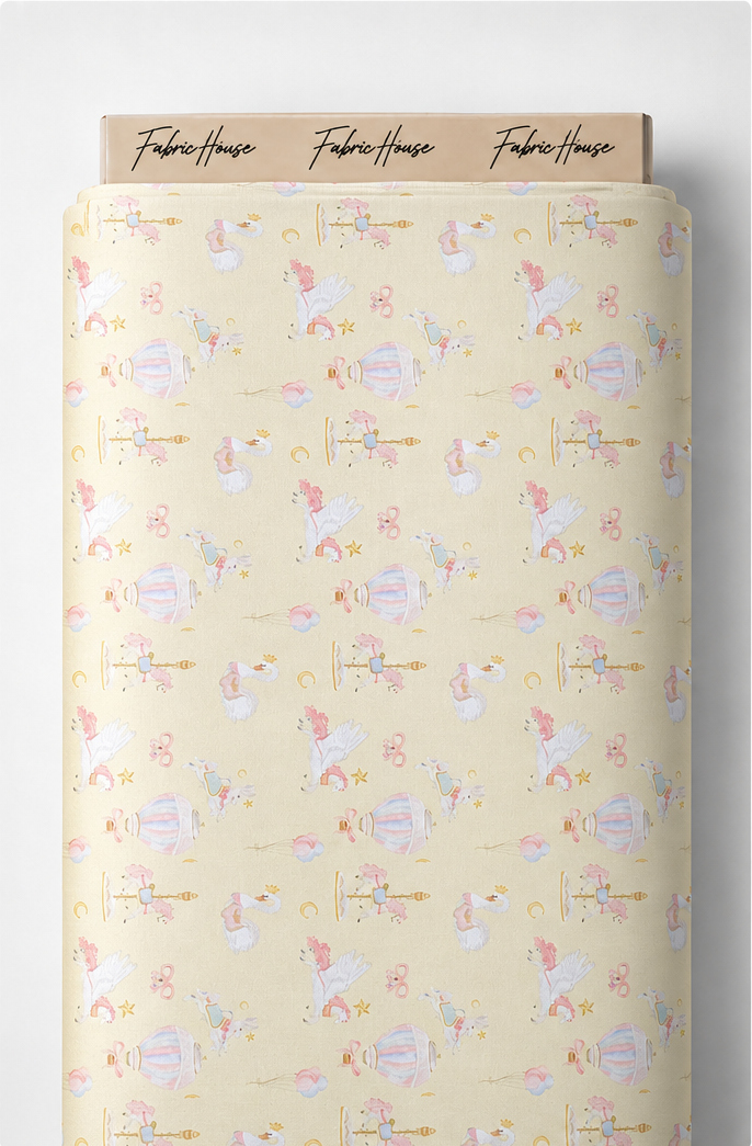 Buttercream Tiny Pastel Doodles poly-cotton full roll