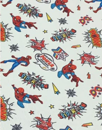 White Colorful Tropical Birds poly-cotton, print close up