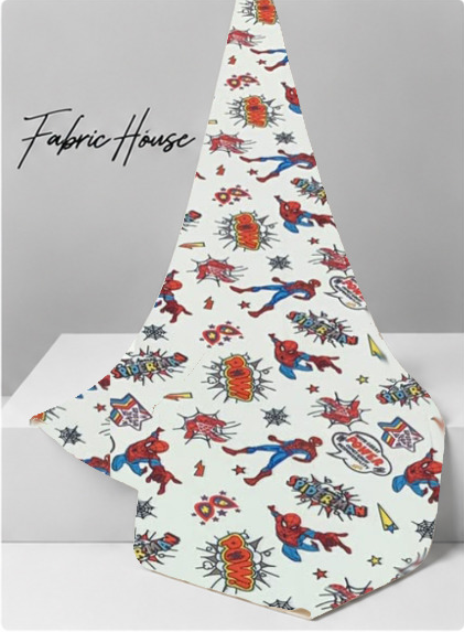 White Colorful Tropical Birds poly-cotton draped to show fall