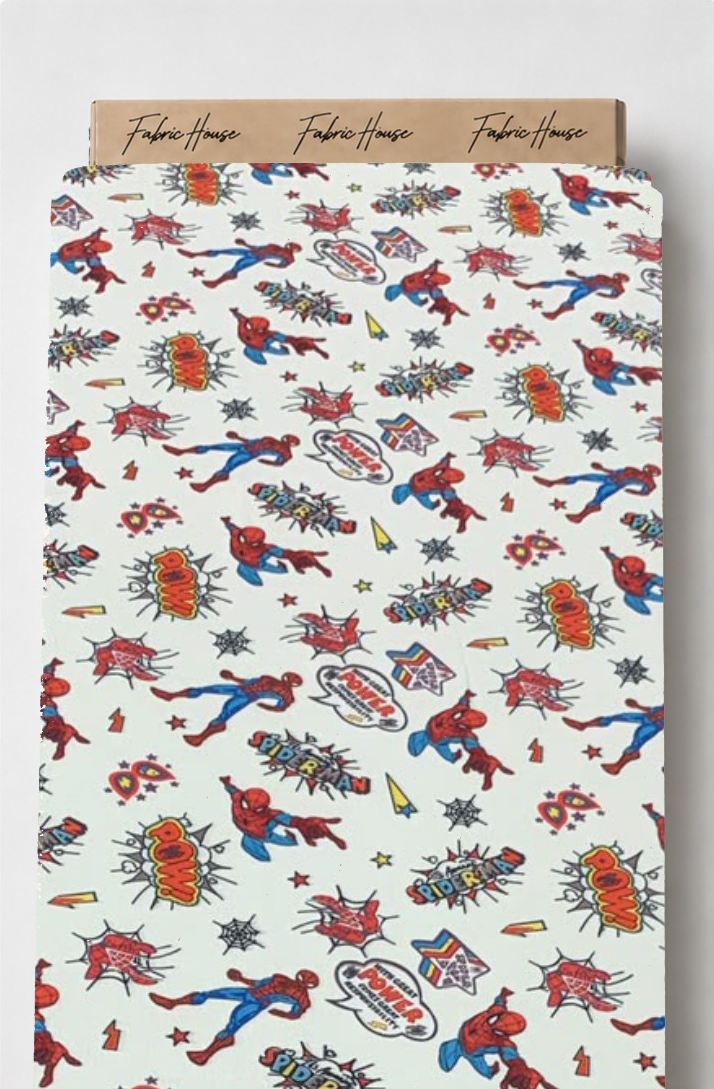 White Colorful Tropical Birds poly-cotton full roll