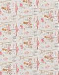 Cream Pink Illustrated Patchwork poly-cotton, print close up