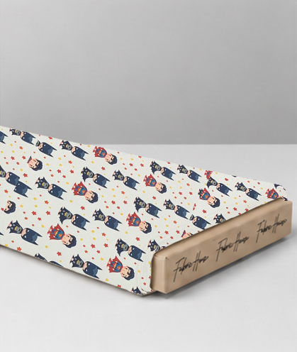 Cream Navy Cartoon Animals poly-cotton folded