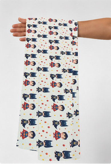 Cream Navy Cartoon Animals poly-cotton held in hand for scale