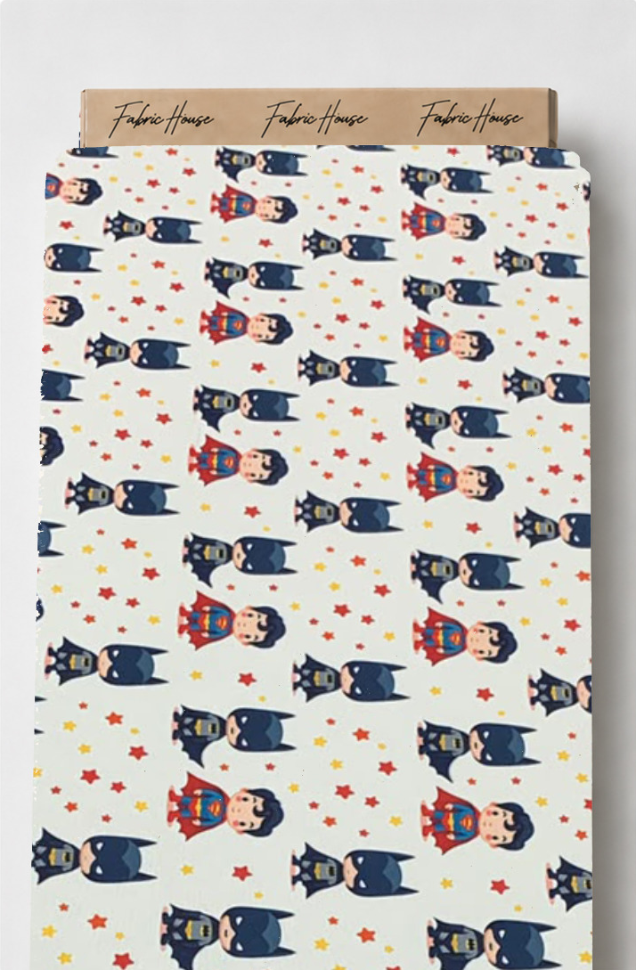 Cream Navy Cartoon Animals poly-cotton full roll