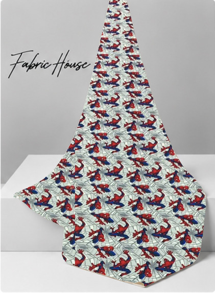 White Multicolor Bird Print poly-cotton draped to show fall