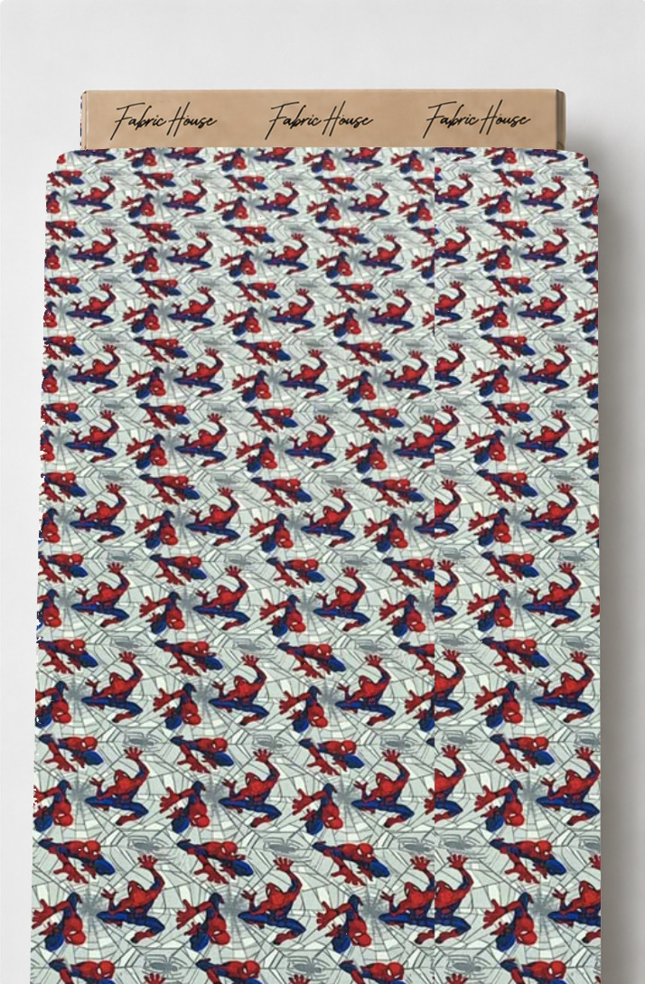White Multicolor Bird Print poly-cotton full roll