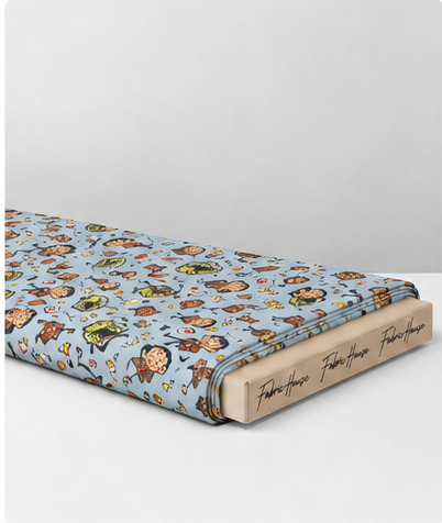 Sky Blue Cartoon Animal Print poly-cotton folded