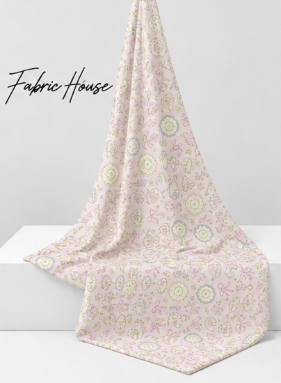 Pale Pink Mint Ornamental Print poly-cotton draped to show fall