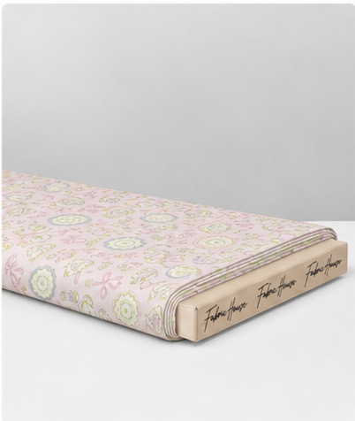 Pale Pink Mint Ornamental Print poly-cotton folded