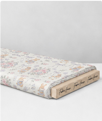 Ivory Pastel Garden Illustrations poly-cotton folded
