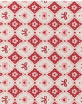 Red Geometric Floral Tiles poly-cotton, print close up