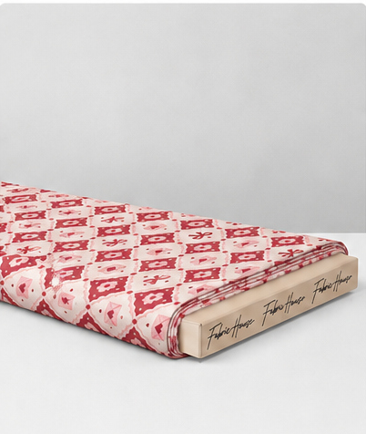 Red Geometric Floral Tiles poly-cotton folded