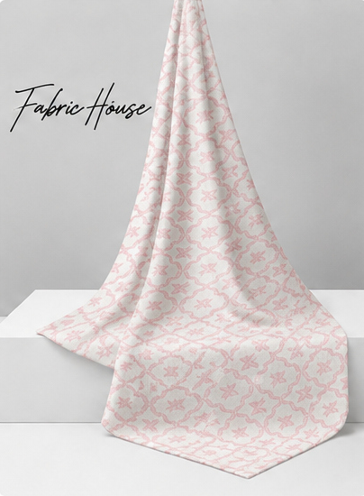 Blush Faint Geometric Rosettes poly-cotton draped to show fall