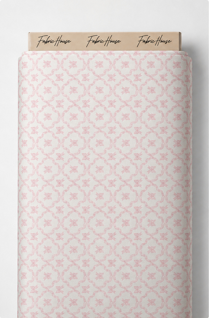 Blush Faint Geometric Rosettes poly-cotton full roll