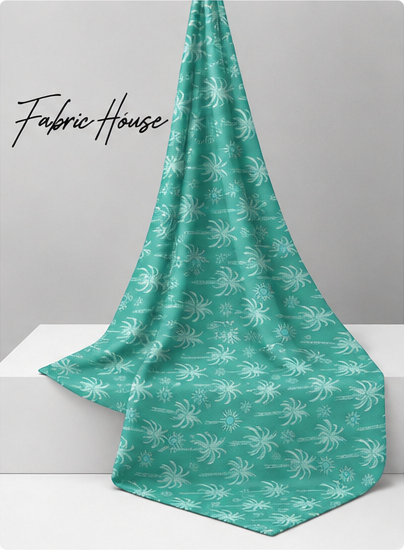 Mint Daisy Sprigs silk draped to show drape and sheen