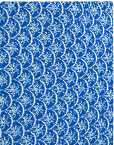 Royal Blue Micro Geometric silk, print close up
