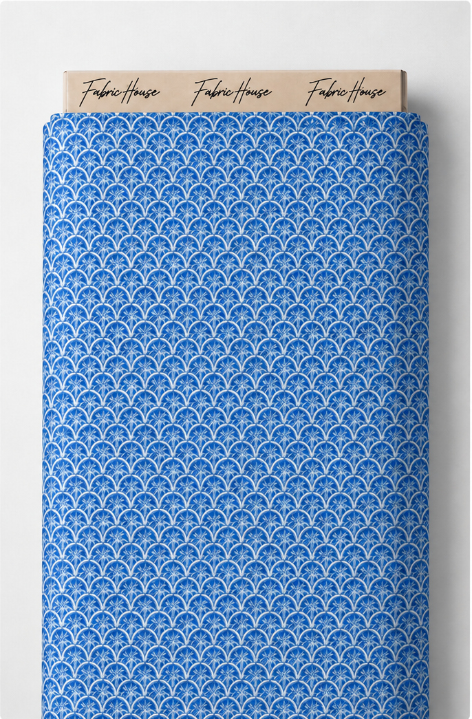 Royal Blue Micro Geometric silk full roll