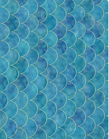 Ocean Blue Botanical silk, print close up