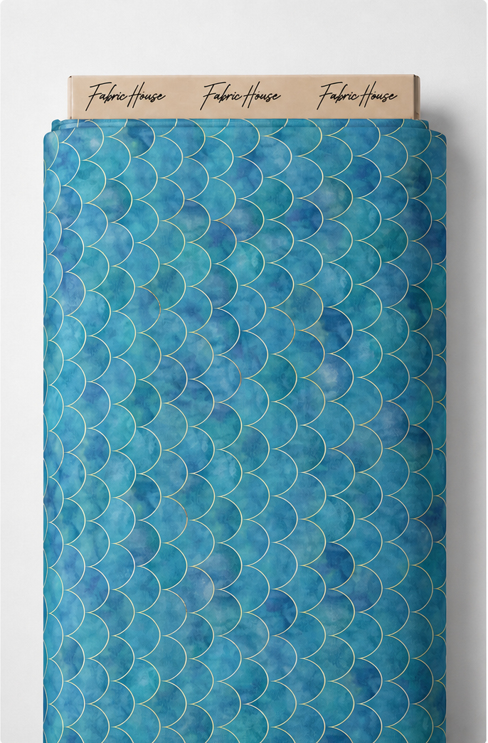 Ocean Blue Botanical silk full roll