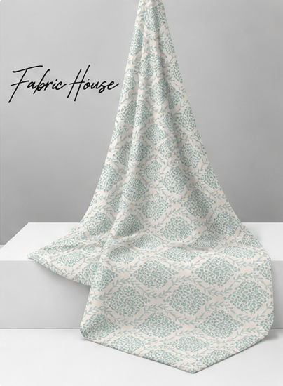 Ivory Soft Geometric silk draped to show drape and sheen