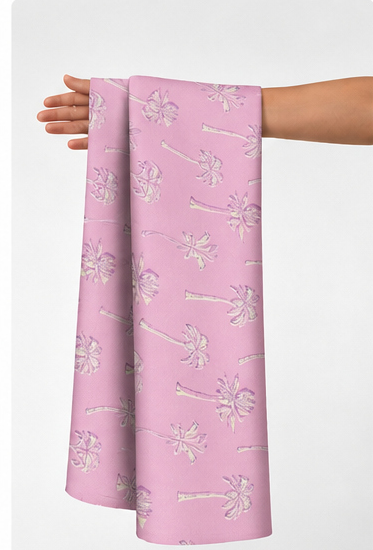 Pastel Pink Tiny Floral silk held in hand for scale