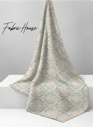 Cream Diamond Lattice silk draped to show drape and sheen