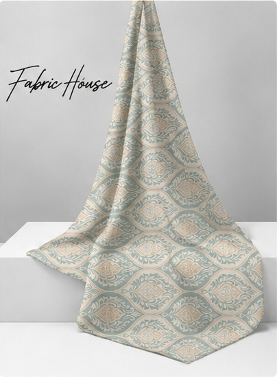 Cream Diamond Lattice silk draped to show drape and sheen