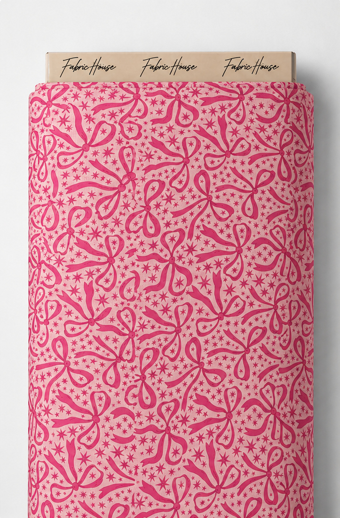 Rose Pink Botanical Linework silk full roll