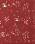 Burgundy Vintage Floral silk, print close up
