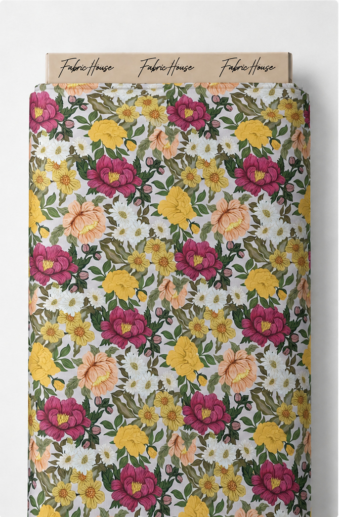 Multicolor Garden Bouquet silk full roll