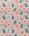 Peach Mini Garden Floral silk, print close up