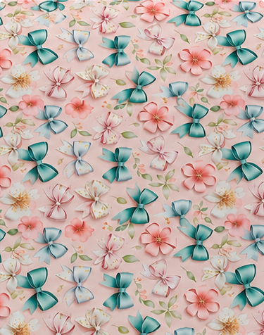 Peach Mini Garden Floral silk, print close up
