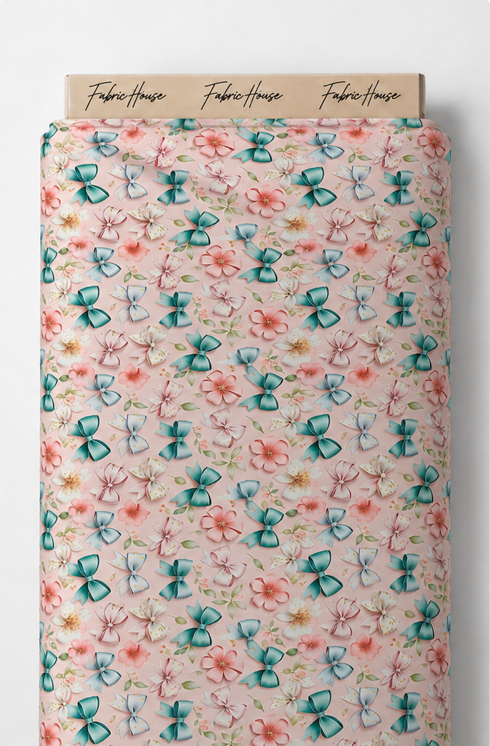 Peach Mini Garden Floral silk full roll