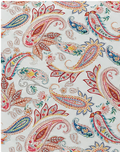 Terracotta Paisley Leaves silk, print close up