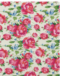 Fuchsia Rose Garden silk, print close up