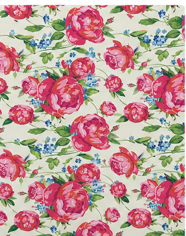 Fuchsia Rose Garden silk, print close up