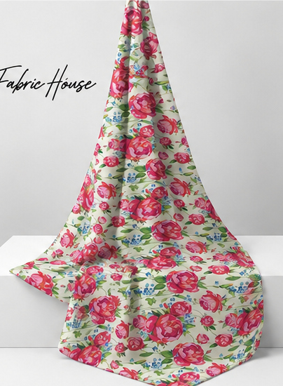 Fuchsia Rose Garden silk draped to show drape and sheen