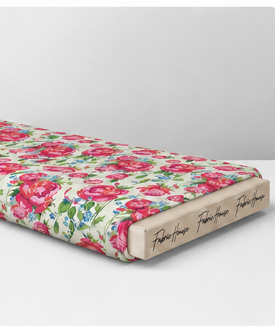 Fuchsia Rose Garden silk folded