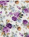 Purple Watercolor Blossoms silk, print close up