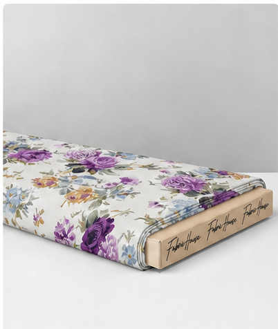 Purple Watercolor Blossoms silk folded