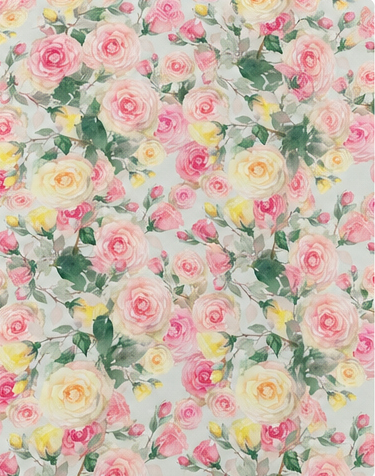 Spring Pink Floral Garden silk, print close up