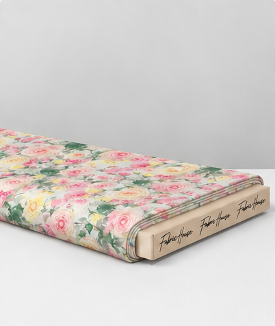 Spring Pink Floral Garden silk folded